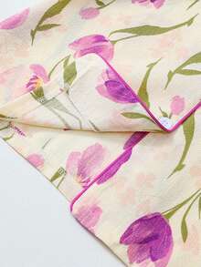 女士短袖和短裤郁金香印花睡衣套装