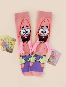 SpongeBob SquarePants 半双装磁性牵手卡通海星中筒袜，日系可爱男女通用休闲日常穿着舒适百搭袜子，情侣朋友皆宜 - 彩色 - 查看 11