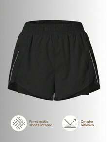 Fitness Shorts With Internal Pocket And Reflective Detail – Performance, And Comfort. - Black - View 2
