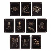 100pcs Resealable Zip Lock Mylar Bags,7*10 Cm,Laser Holographic Plastic Packaging Pouches With Window,Odor Proof Smell Proof Small Seal Storage Bags, Tarot Pattern Cookies Packaging Bags,1g Flower Storage Bag - 塔羅牌 - 查看 7