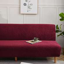 1pc Classic Solid Color Jacquard Floral Sofa Cover, Bohemian Style Solid Color Sofa Slipcover, Pet Scratch Resistant Sofa Cover, Suitable For Straight Armless Sofa, All Season Use, Suitable For Home, Hotel, Party, Cafe, Restaurant Decor