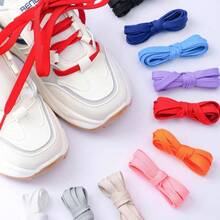 2 Pairs Shoelaces Sneakers 8 Mm Wide Flat Shoelace Adults Athletic Shoe Laces - 54吋(137公分)+黑色 - 查看 3