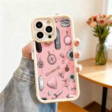 Cubierta de teléfono con borde negro y diseño rosa con cristales corazones flores y estrellas para mujer estilo boho elegante ideal para uso diario y ocasiones especiales - Burdeos - Ver 4