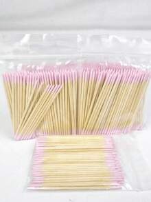 100 Pcs Double-Ended Nail Polish Remover Sticks, Dual Tip Disposable Nail Art Cleanup Tools, Precision Cotton Swabs For Nail Gel Polish Removal, Cuticle Cleaning, Eyebrow Makeup Correction, Lint-Free Small Makeup Remover Sticks, Portable Beauty Tools For Home Salon, Manicure, Pedicure, Eyelash, Brow Shaping, Travel & Daily Makeup Use (Available In 1 Packs) - 粉紅色 100個 - 查看 6