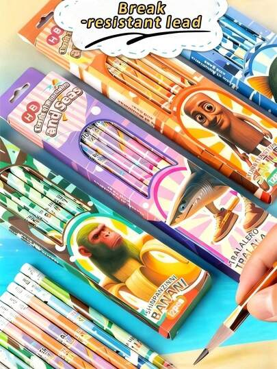 12pcs/6pcs/1pc Pencils HB Pencil Box (1 Box Contains 12 Pencils), Italian Brainrot TUNG TUNG TUNG SAHUR TRALALERO TRALALA, Set Combination, Children's Lead-Free Pencils, Specific Learning Supplies For Primary Schools, Suitable For Boys' And Girls' Schools, Students, Stationery, School Supplies. Birthday Gifts, Christmas Gifts, Halloween Gifts