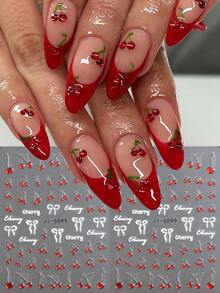 2片装 5D 美甲樱桃装饰 金色蝴蝶美甲贴纸 可爱樱桃蝴蝶结钻石美甲贴花 春夏美甲用品 美甲贴纸 - 彩色 - 查看 7