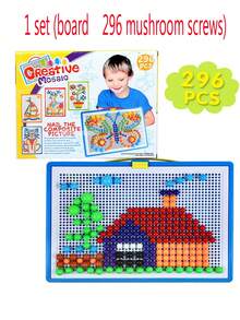 296pcs DIY Creative Mushroom Nail Combination Set, Randomly Colored Witches Nail Peg Board