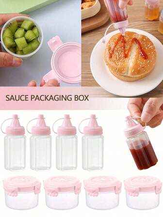 8pcs Mini Spice And Condiment Jars Set, Small Bottles For Juice And Seasonings, Small Containers For Salad Dressing, Transparent Bottles For School Or Outdoor BBQ
