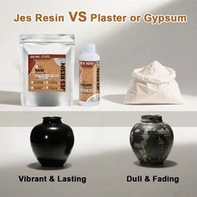 2.5:1 比例树脂浇铸粉套装（350克/700克/1050克），速干石膏浇铸粉，适合初学者，水性石膏浇铸套装，用于制作树脂模具、DIY花瓶等。易于混合，具有自流平性，可用水性颜料、夜光粉和仿珍珠粉着色，适用于浇铸模具。 - 白色 - 查看 5