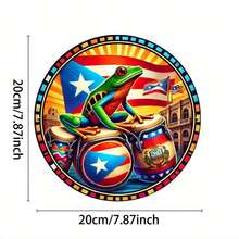 2D Flat, Puerto Rico And Drum Metal Wall Decoration - Tropical Latin Style Decoration With, Waterproof And Fade-Resistant Aluminum Round Sign, Suitable Home, Bars, Cafes, Courtyards - Puerto Rican Cultural Decoration (2), Tropical Wall Art, Cafe Decoration, Puerto Rican Theme, Home Decoration, Bar Owner, 2D Flat - 彩色 - 查看 5