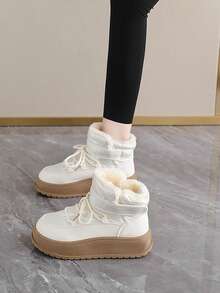 Women's Winter New Thick-Soled Snow Boots, Women's Thermal Lined Thickened Leather Boots, Waterproof And Non-Slip Sneakers