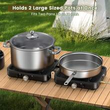 GCCSJ Camping Stove,Foldable Dual-Burner Propane Camping Stove - One-Touch Instant Ignition, Adjustable Burners With Carry Bag & Handle, Outdoor Camp Stove For Picnics, Backyard BBQ & Camping Essentials (Black) - 黑色 - 查看 9