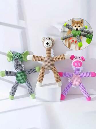 1PC Plush Dog Toys Animals Shape Bite Resistant Squeaky Toys Corduroy Dog Toys For Small Large Dogs Puppy Pets Training Accessories