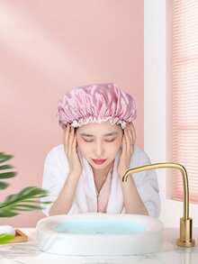 1pc/2pcs Women Shower Cap, Waterproof Thickened Double-Layer Bathing Cap, Suitable For Face Washing And Bathing, Anti-Oil Smoke And Dust, Universal Adult Shower Cap