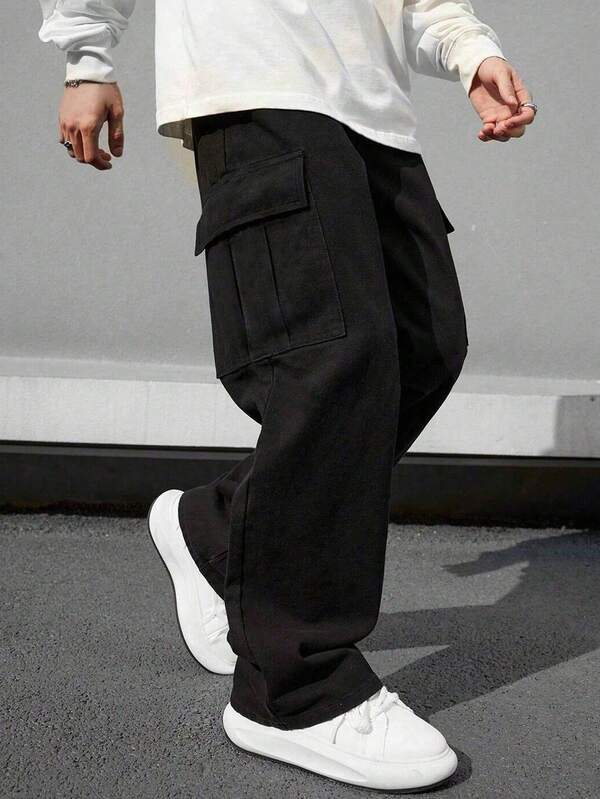 1 pieza Pantalones cargo minimalistas vintage para niños/adolescentes, adecuados para entrenamiento, actividades al aire libre, primavera/otoño