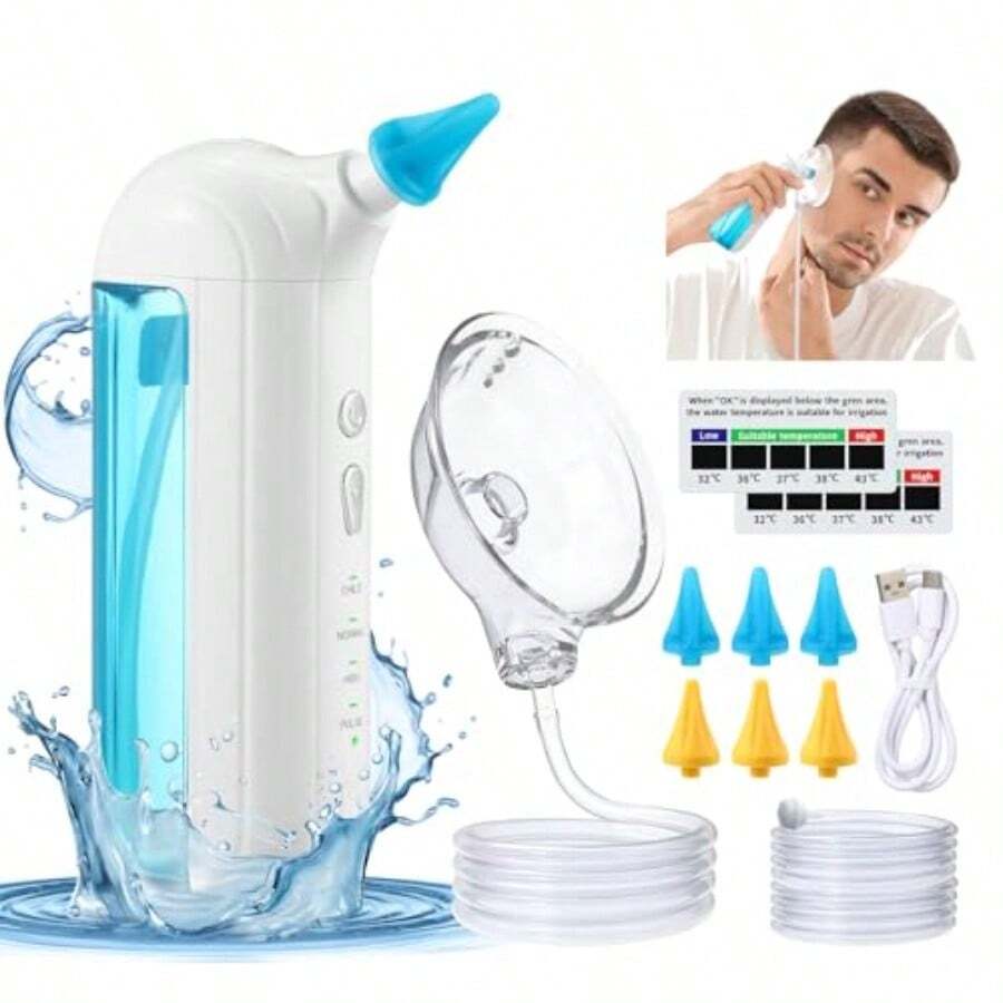 Máquina de irrigación eléctrica de oídos GSYY para una eliminación efectiva de la cera de los oídos, con 4 modos de presión ajustables, ideal para el uso diario y el alivio de la acumulación de cera en el hogar o de viaje - Beis - Ver 1