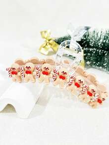 1pc Women's Christmas Gingerbread Backpack With Cute Gingerbread Man & Big Bow Design Hair Clip Winter Hair Accessories Elegant Claw Clip Women Hair Claw Hair Clutch - Gingerbread Man - View 22