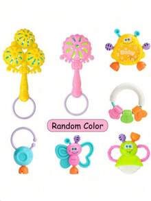 Bộ 6 chuông cầm tay gặm nướu cho trẻ sơ sinh từ 0-3 tuổi (Màu sắc và kiểu dáng ngẫu nhiên) - Nhiều màu - Xem 4