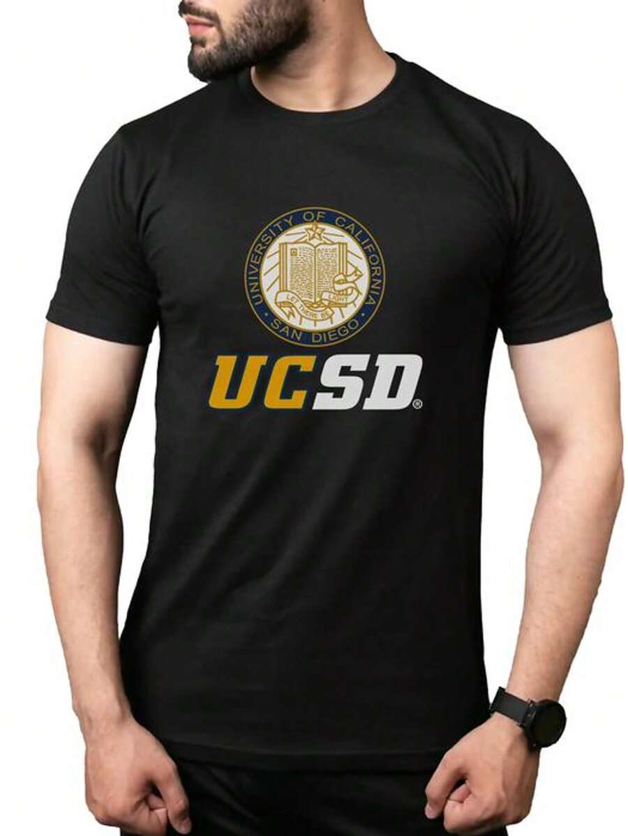 Kaos UCSD University Of CALIFORNIA San Diego Premium Cotton T-Shirt Baju Lengan Pendek Short Sleeve - 黑色 - 查看 1
