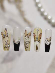 1 Stück glänzender Herbstblatt-Schmetterling Tier Insekt fliegender Schmetterling irisierender 5D Nail Art Aufkleber leuchtende Natur Fantasy Maniküre Abziehbilder für Frauen verzauberte Flügel Nagel Aufkleber für lange und kurze Nägel selbstklebende Dekoration