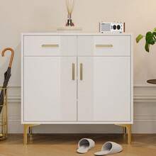 Living Room Sideboard, Chest Of Drawers With 4 Doors, Brushed Gold Handles And High Gloss Table Legs, Black Chest Of Drawers Cabinet, Dimensions 160*80*40 Cm - White + Particle Board - View 12