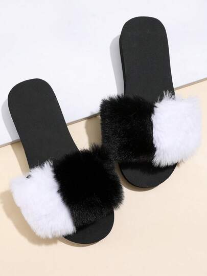 Women's Comfortable Plush Slippers, Fluffy Decor Single Strap Sandals, Spring/Summer Ladies Casual Shoes, Washable Fabric Upper And Insole, Comfortable House Shoes For All Seasons