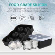 1pc 6 Grids Silicone Ice Cube & Ball Tray Set - DIY Ice Mold Maker For Whiskey, Cocktails, Kitchen & Bar - Festive Holiday Shapes For Christmas, Halloween, Easter, Valentine's Day, Ice Cube Tray Kitchen Kitchen Accessories Ice Cube Maker , Refrigerator Ice Cube Mold, Fits Tea, Coffee Back To School - Multicolor - View 3