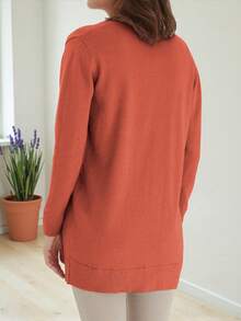 Comfortable Fashionable Ladies Cardigan Sweater - Orange - View 2