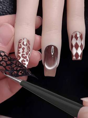 7 Piezas Juego de Calcomanías Huecas para Arte de Uñas, Plantilla de Placa de Arte de Uñas, Diseños de Impresión de Línea y Leopardo para Hacer que el Arte de Uñas/Salón sea talla grande Fácil. Navidad, Invierno, Rosa, Graduación, Cumpleaños, Vacaciones, Verano, Otoño, Y2K, Moda Elegante, Maquillaje de Mujer, Fiesta de Maquillaje, Playa Viaje, Camping, Escuela al Aire Libre, Viaje al Campus, Decoración de Festival, Regalos, Rosas, Juego de Roles de Niña, Mejores Colores, Encanto, Atmósfera