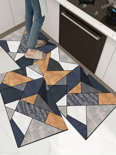 [HOT!!!] 1pc Soft Rubber Kitchen Mat, 3.5mm Thick Kitchen Rug, Nordic Modern Style Kitchen Absorbent Mat Large Carpet, Can Be Self-Cut To Fit Kitchen Size, Surface Fabric Material, Middle Sponge Layer, Bottom Rubber Layer, Suitable For Kitchen Rugs, Kitchen Decor, Wedding Decor, Home Decor, Bathroom Mat, Doormat, Laundry Room Mat, Hallway Carpet, Living Room Mat, Etc.