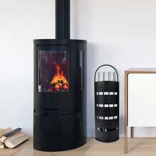 LILIIN Juego de 5 piezas para chimenea, de acero inoxidable y hierro fundido, con mangos de acero inoxidable para chimenea, estufa de leña, incluye atizador y pala para cenizas (plateado/negro). - Negro - Ver 7