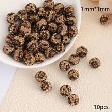 5/10颗时尚豹纹水钻珠，豹纹立方体珠，直孔串珠配件，适用于手工DIY珠宝制作，项链，手链，耳环，包链，钥匙扣，拉链吊坠 - 彩色 - 查看 7