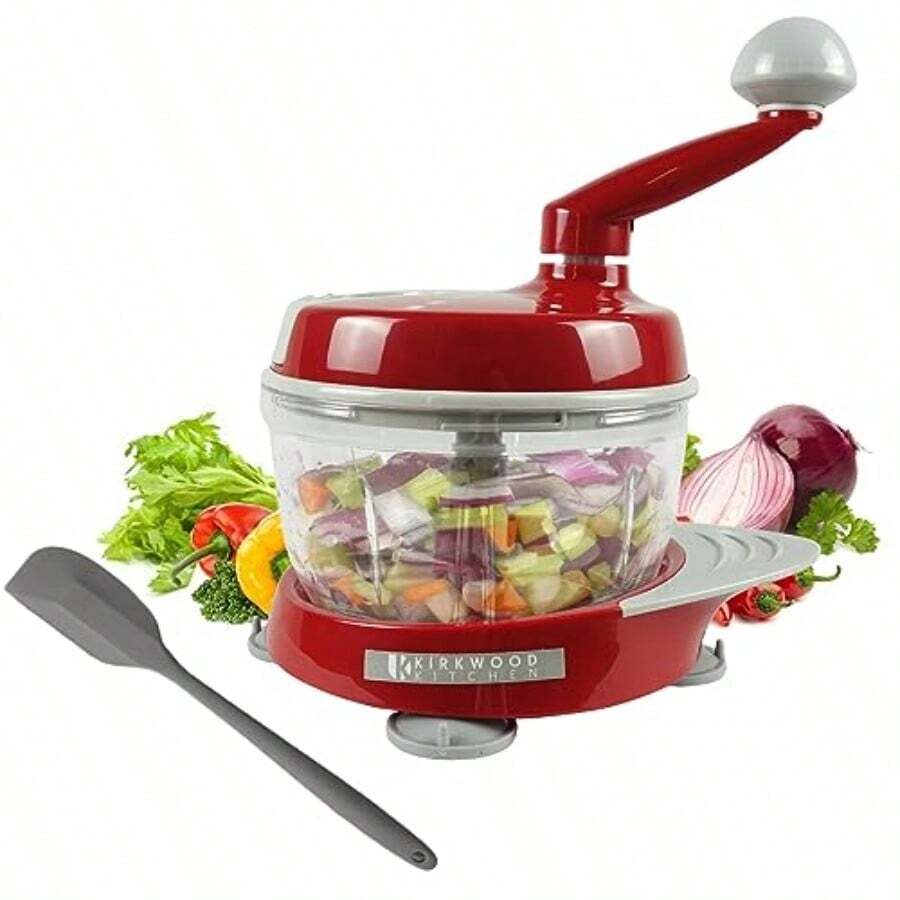 Multi-Function Manual Food Processor For Home Kitchen Use: Efficient Meat Grinder Vegetable Chopper Slicer Spinner And Dicer Ideal For Fruits Herbs Lettuce And Fresh Salad Ingredients - Đa - Xem 1