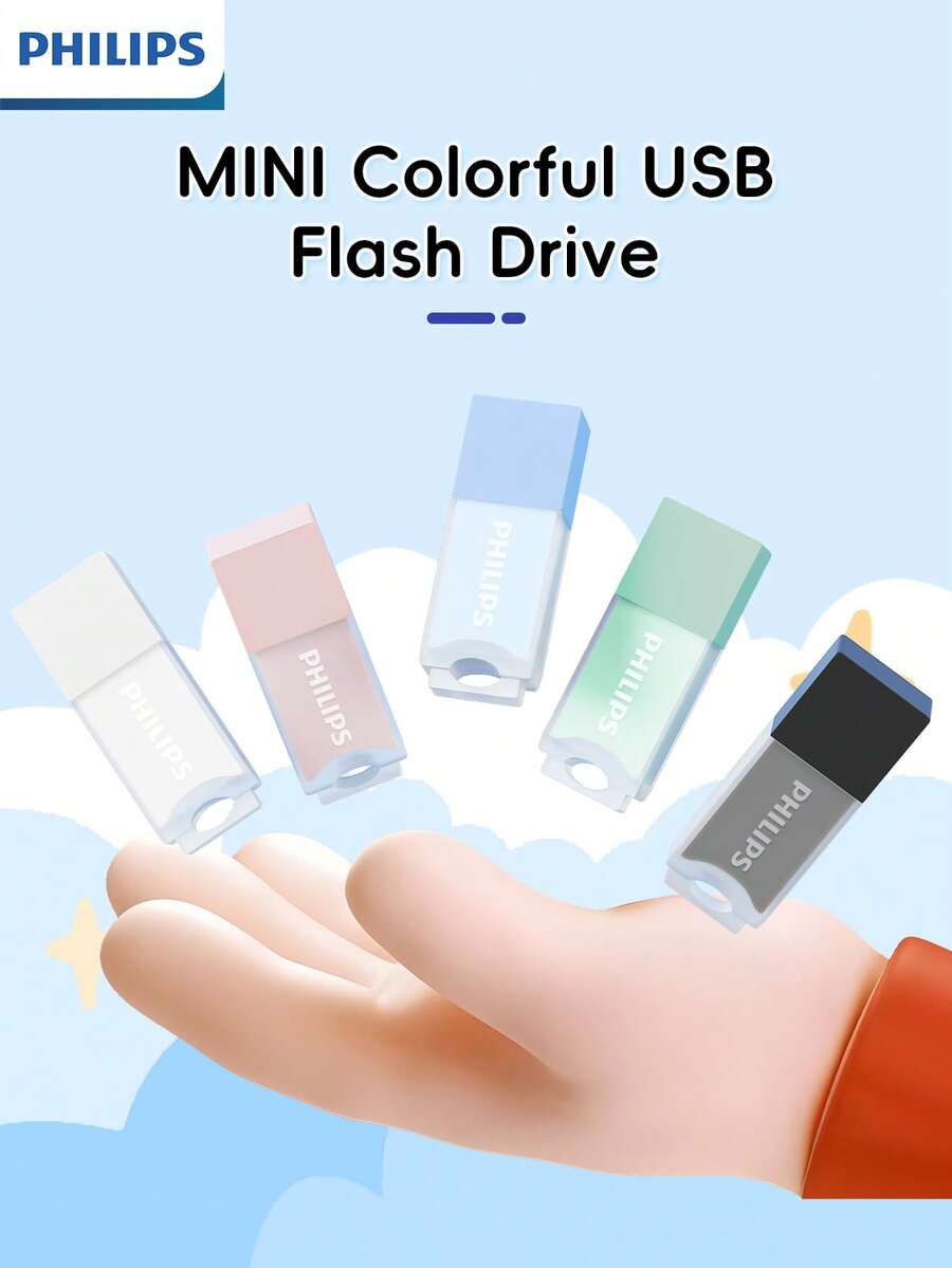 PHILIPS 飞利浦U盘,多种颜色可选,包括蓝色、绿色、粉色、黑色和白色,搭配马卡龙色同色保护套,有效保护U盘,美观实用。同时,即插即用,方便您随时随地工作和存储照片。 - 白色 - 查看 1