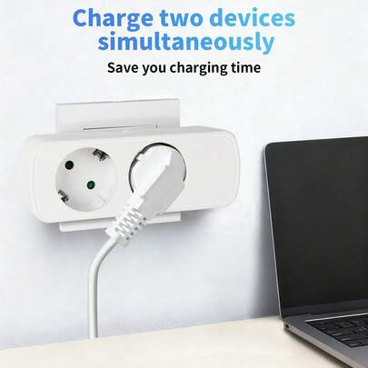 CILIA 1/2 opakowania gniazdek podwójnych EU Standard z wyłącznikiem, zabezpieczeniem przed przeciążeniem, przenośne, czarno-białe, odpowiednie do użytku domowego i biurowego