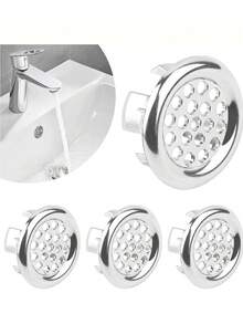 不锈钢水槽排水盖，带装饰旋钮 - 防漏，易于安装，适用于浴室和厨房水槽溢水塞，水槽配件，厨房用品，厨房配件，厨房工具