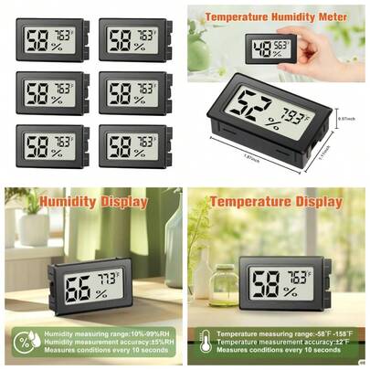 Mini Hygrometer Indoor Humidity Meter Digital Thermometer Humidity Gauge Monitor With Fahrenheit Display For Home Reptile Tank Mason Jar Storage