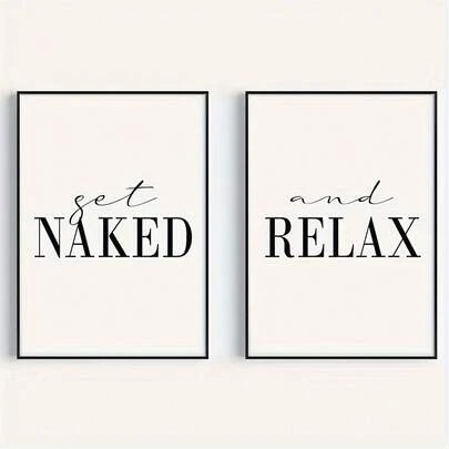 2 Simple Font Mural Posters, Frameless Canvas Printing - "Take Off" And "Relax", Suitable For Modern Home Decoration, Perfect For Bedroom, Bathroom, And Office Decoration - New Home And Christmas Gifts.
