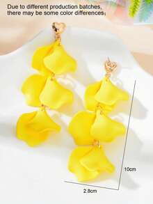 1 Pair New Romantic Yellow Petal Dangle Earrings, Suitable For Women To Wear To Formal Dinners, Dates, Parties And Other Occasions - Yellow - View 5