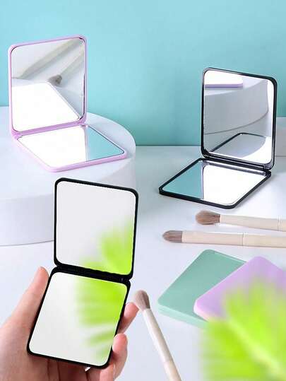 双面折叠化妆镜，小巧方形便携口袋镜，可折叠迷你化妆镜，便携式双面方形口袋镜，适合学生、女孩、女性，旅行礼物，4色可选，母亲节礼物，送给妈妈的礼物，返校礼物