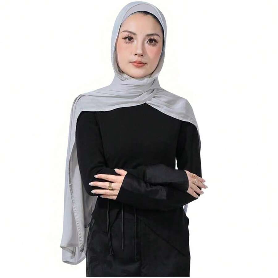 Modal Cotton Hijab Scarf For Women With Undercap Set,LightGray - LightGray - View 1