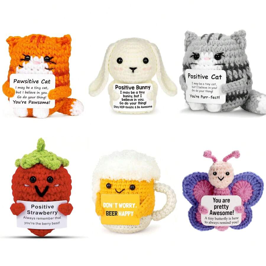 1pc Cute Kittens, Butterflies, Rabbits And Strawberries Can Bring Smiles And Transmit Positive Energy. With A Card Full Of Positive Energy, It Is A Creative Choice To Encourage Friends. This Warm-Hearted Flower Full Of Emotion Is Placed On The Desktop Or The Dashboard Of A Car, Which Is Also A Beautiful Scenery. - Multicolor - View 1