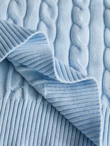 Áo len dệt kim dài tay dáng rộng thoải mái hàng ngày thời trang nam - Màu xanh nhạt - Xem 5