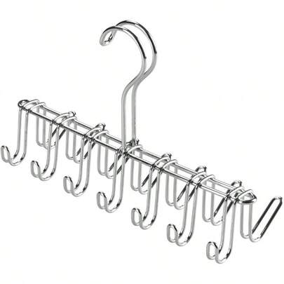 InterDesign Classico Tie And Belt Hanger Tie Rack For Wardrobe With 14 Hooks Made Of Metal Chrome