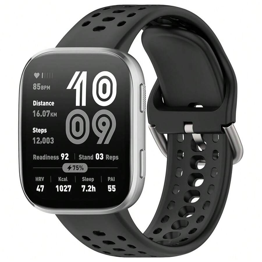 Compatible With Amazfit Bip 6 Band, 22mm Width Silicone Replacement Strap For Amazfit Bip 6 Smartwatch{Inchcolor_nameinch:InchBlackinch} - Black - View 1