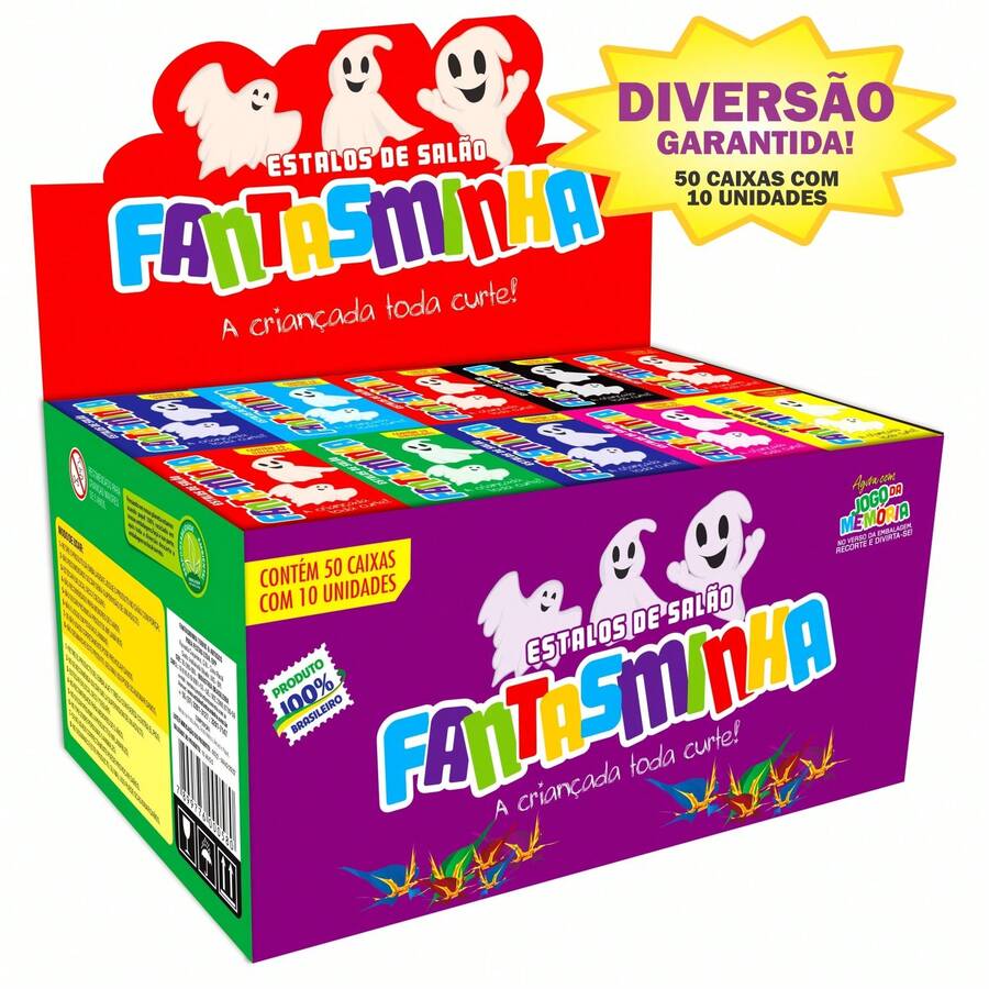 Display Estalinhos de Salão Fantasminha - 50x10 unidades + Jogo da Memória de Brinde