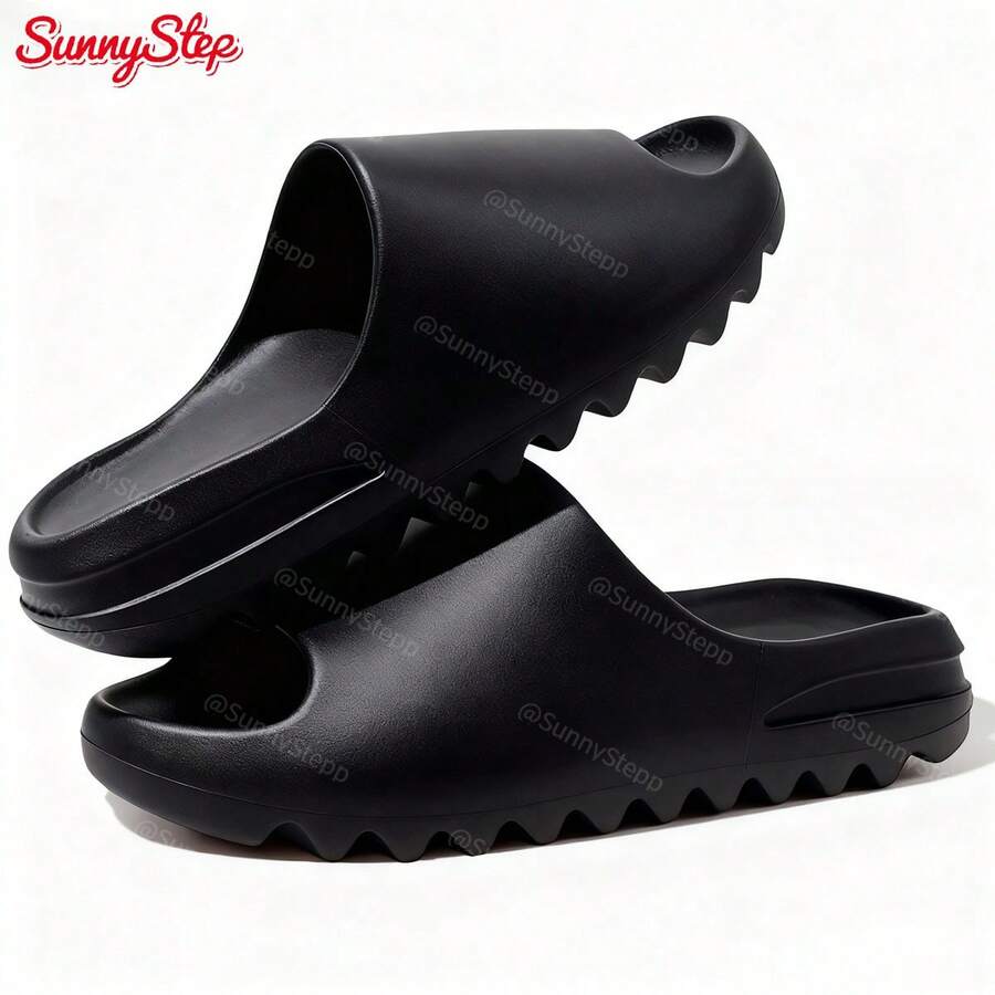 Pantuflas Unisex Eva descanso.Sandalias gruesas de alta calidad para mujeres, sandalias cómodas y ligueras, sandalias para todo tipo de temporada, sandalias de descanso. - Negro - Ver 1