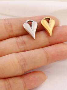 3 piezas de encantos de acero inoxidable con forma de corazón para hacer joyas DIY, hallazgos, aretes, pulseras, collares, decoración colgante - colgante - Ver 8