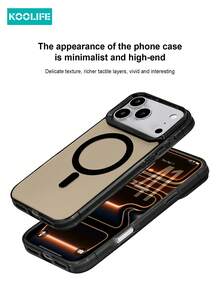 1pc Solid Color IMD Titanium Alloy Matte Finish Large Hole Magnetic Phone Protective Case, Lens Electroplated Edge, Anti-Slip Anti-Drop Fingerprint-Resistant, Compatible With IPhone 17 ProMax/17/17 Pro/17 Air/16/16 Pro/16 Plus/16 ProMax/12/12 Pro/12 ProMax/13/13 Pro/13 ProMax/14/14 Plus/14 Pro/14 ProMax/15/15 Pro/15 Plus/15 ProMax - Black - View 9