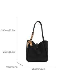 1 st lyxig enfärgad mångsidig axelväska för kvinnor - Svart - Visa 2